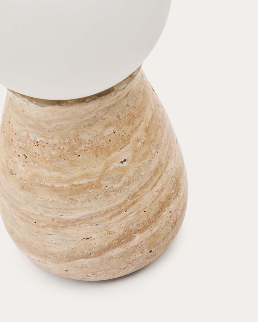 Okeni table lamp made of travertine and glass UK adapter