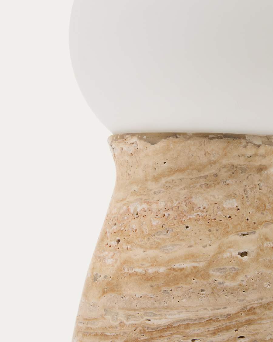 Okeni table lamp made of travertine and glass UK adapter