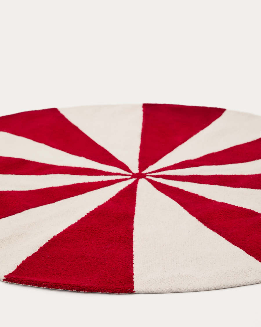 Teppich Wirla 100% Baumwolle beige und rot Ø 100 cm
