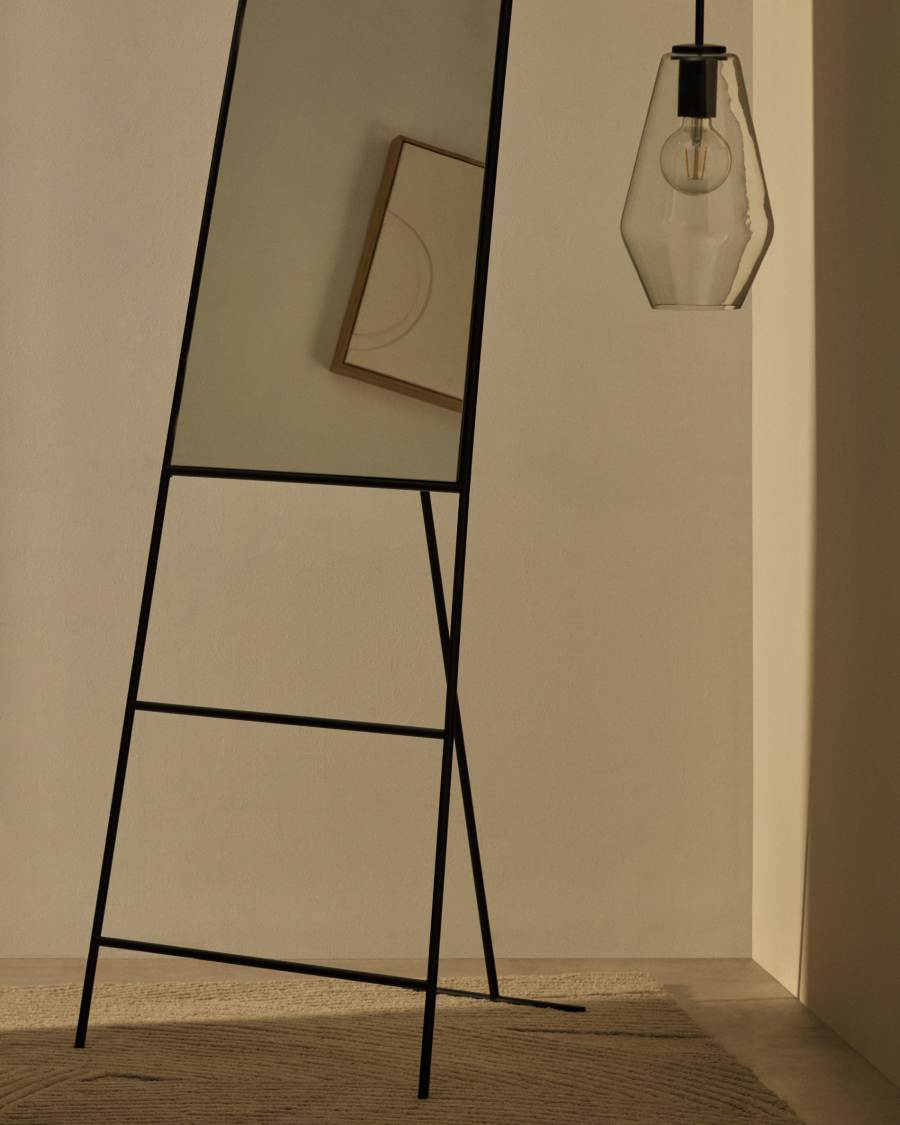 Mirall de peu Norland metall negre 55 x 166 cm