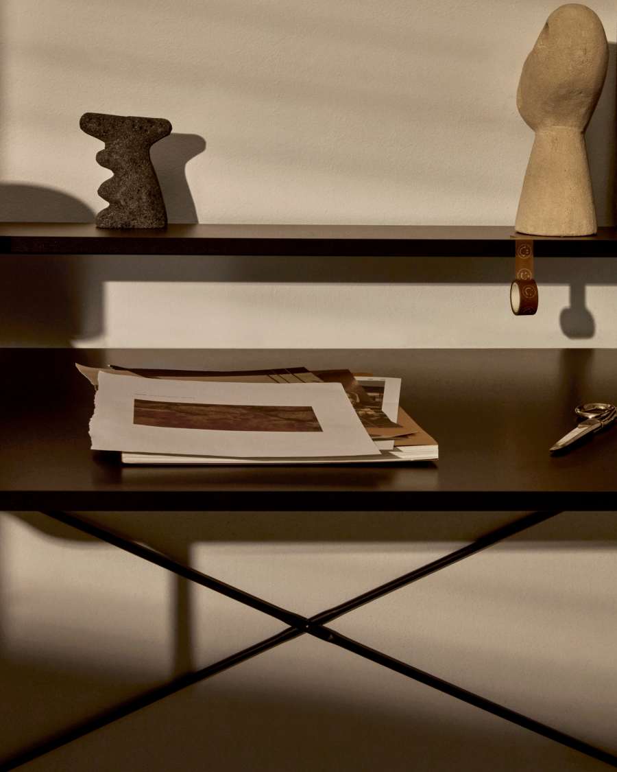 Galatia black melamine table with metal legs in black finish 120 x 60 cm