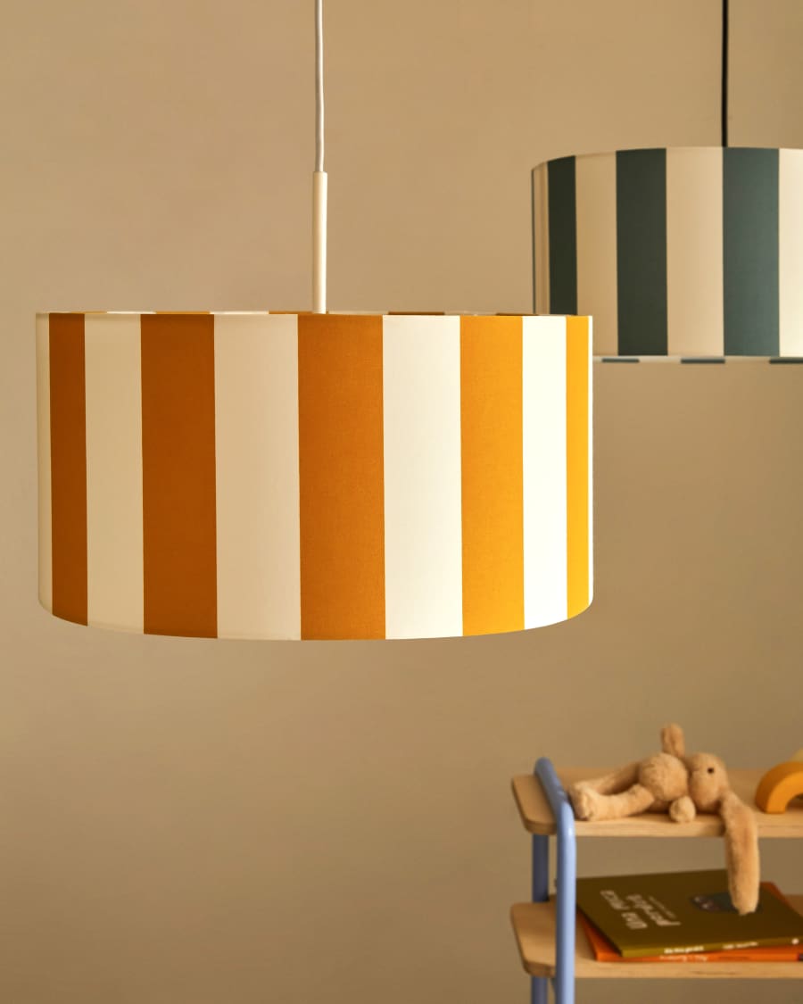 Ciral ceiling lamp shade with yellow and white stripes, Ø 40 cm