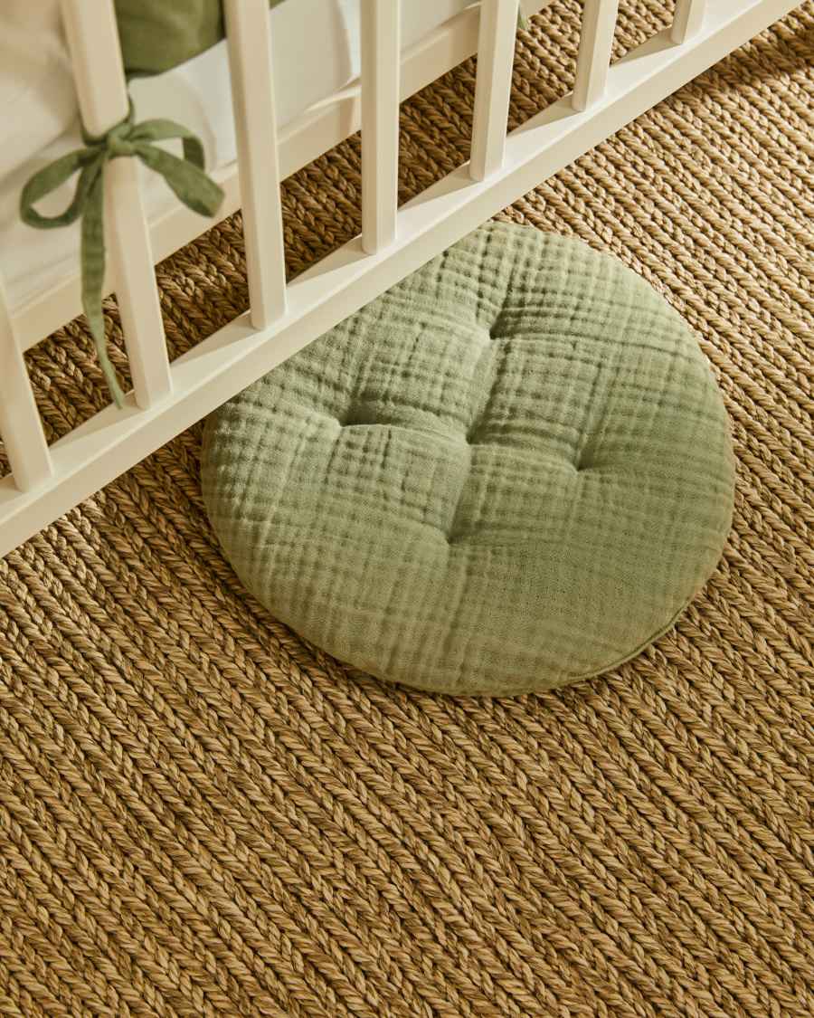 Laily green cushion made of 100% cotton Ø30 cm