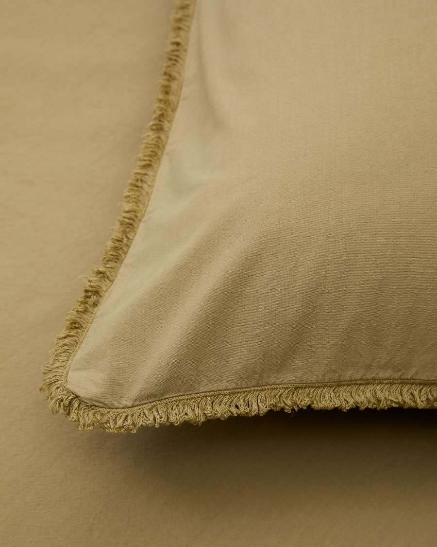 Set copripiumino e federa Sifinia 100% cotone percalle con frange verde letto 150 cm