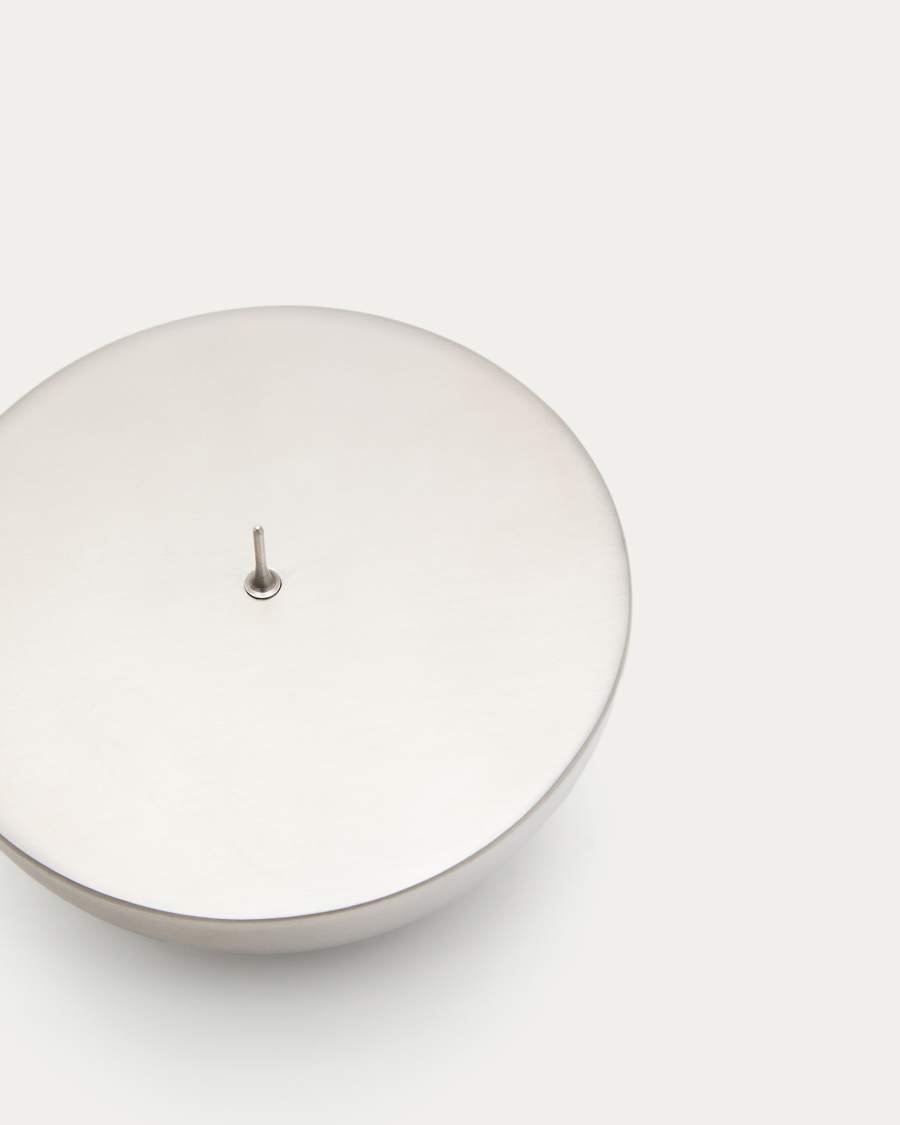 Quira small candle holder in silver-plated stainless steel
