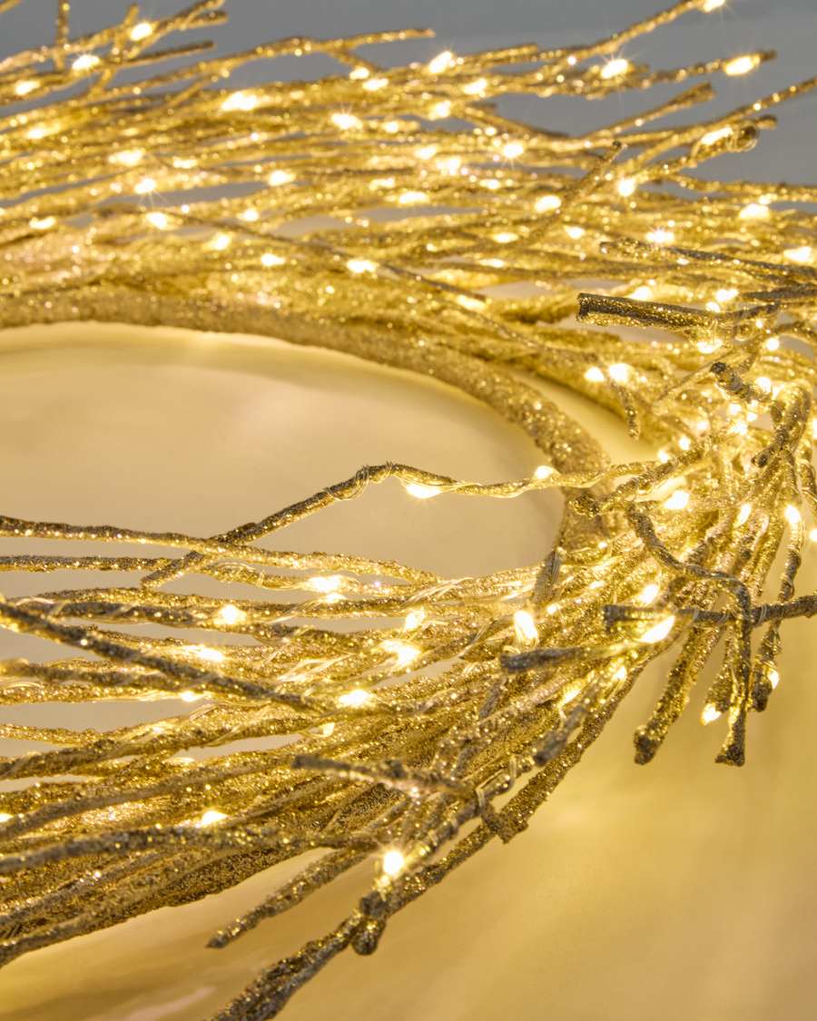 Bria luminous gold-coloured wreath, Ø60 cm