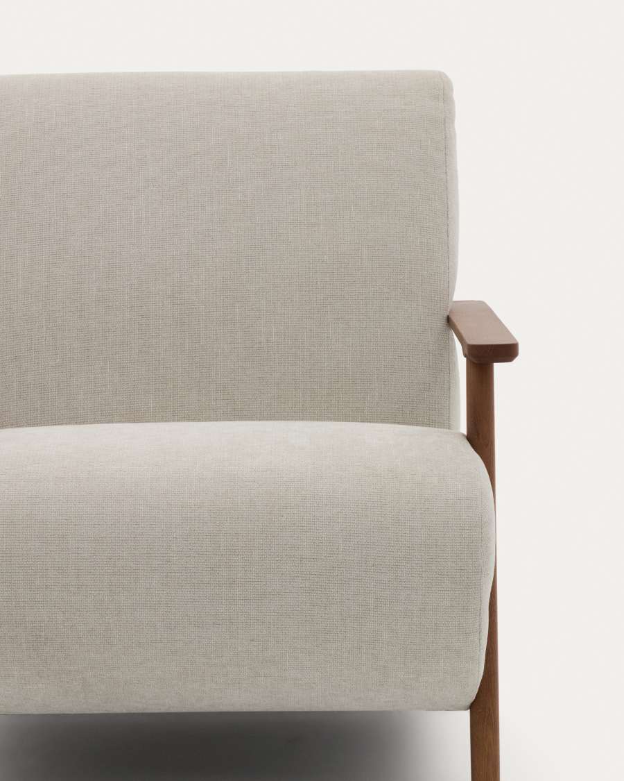 Meghan armchair in pearl chenille and solid ash wood with walnut finish FSC Mix Credit