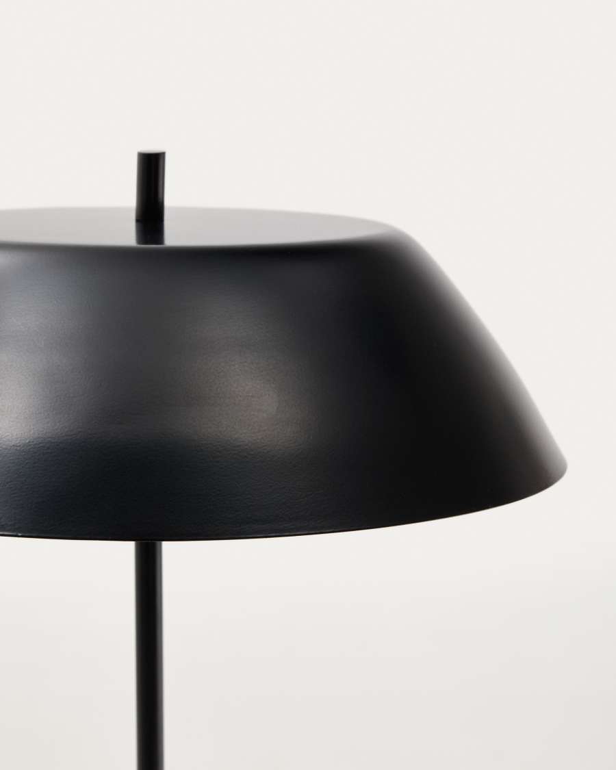 Sayra table lamp made of black marble and metal in a black painted finish UK adapter