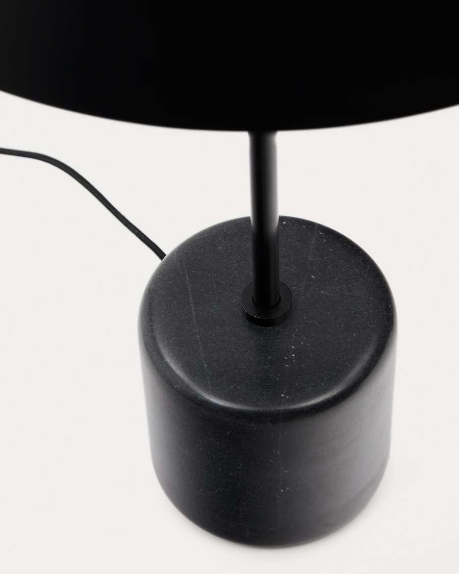 Sayra table lamp made of black marble and metal in a black painted finish UK adapter