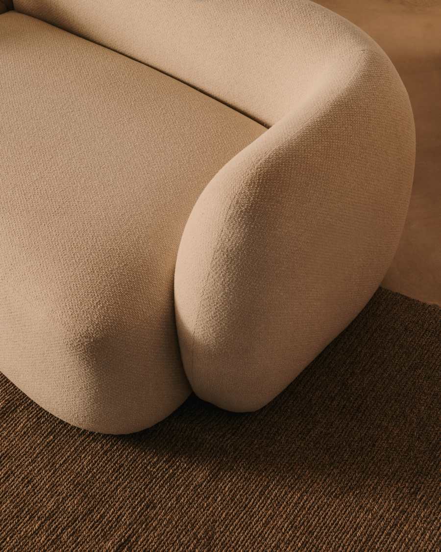 Canapé modulable Martina 2 places en chenille avec méridienne gauche couleur écrue 230 cm