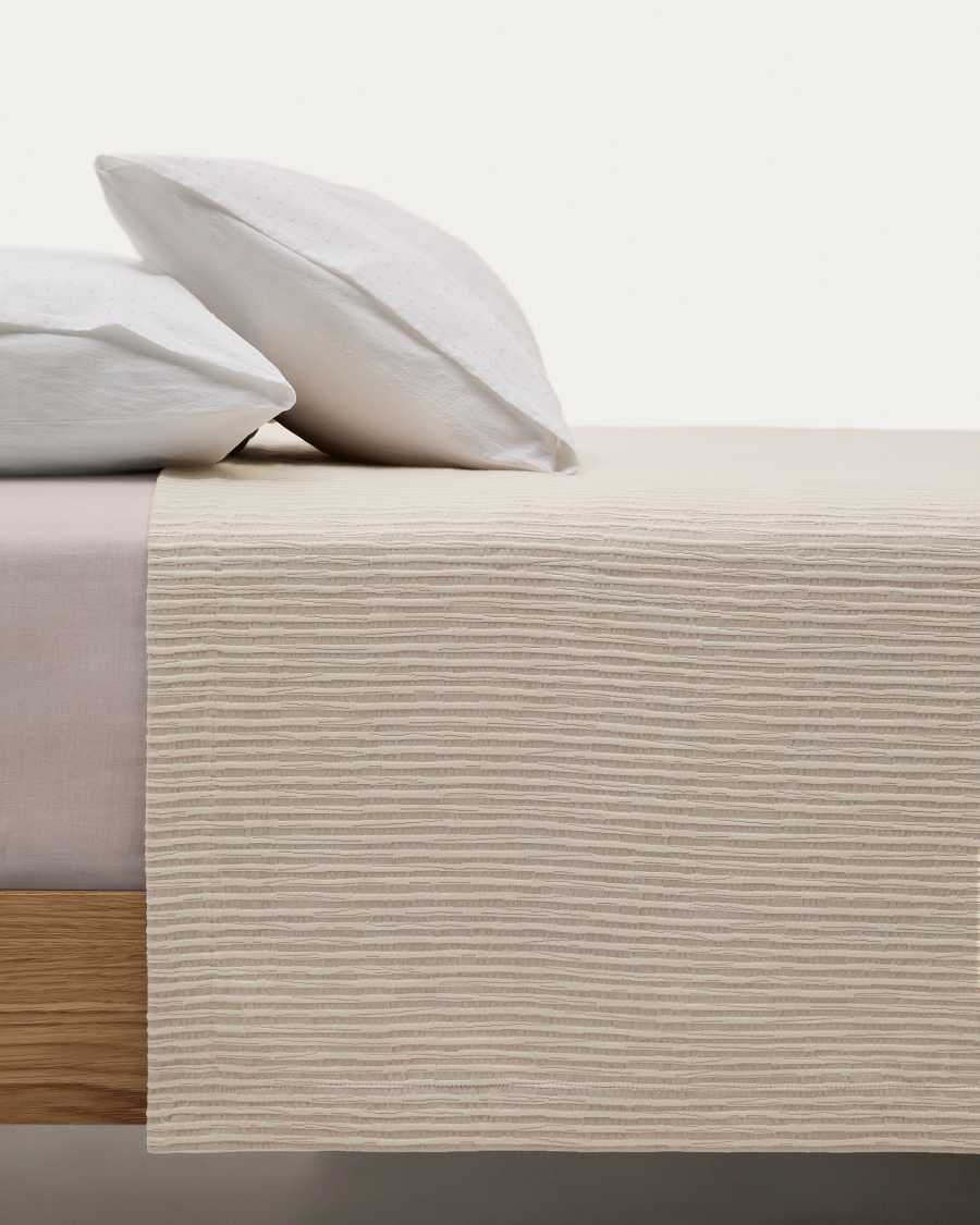 Copriletto Vindi 100% cotone ecrù con righe fantasia per letto 90/135 cm
