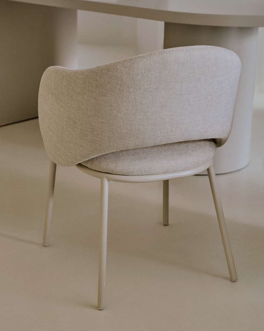 Maina chair in beige and steel legs in a beige finish, FSC Mix Credit