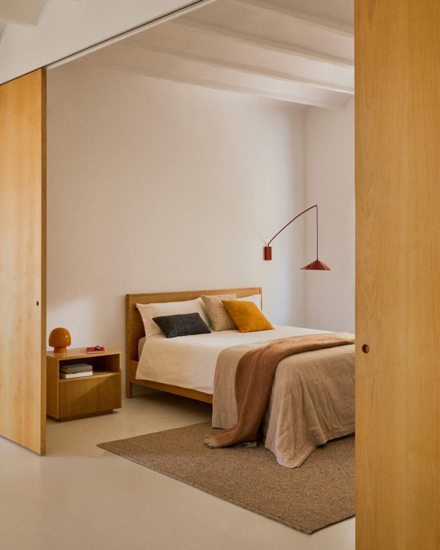 Table de nuit Helvine 1 tiroir en placage de chêne 60 x 52 cm FSC 100 %