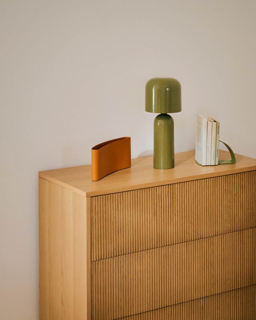 Commode Helvine 3 tiroirs en placage de chêne 90 x 78 cm FSC 100 %