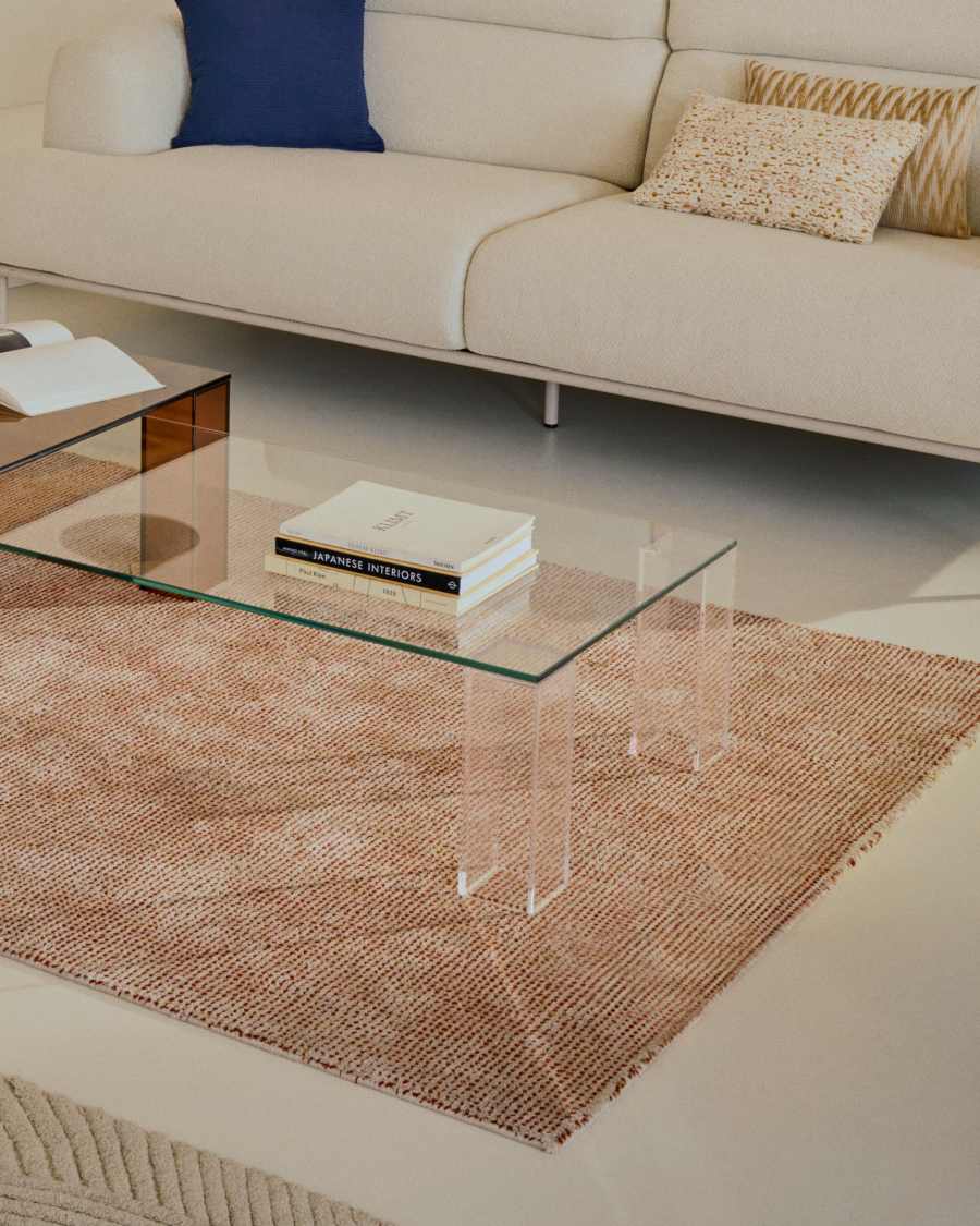 Tavolino salotto Adularia di vetro temperato trasparente 140 x 60 cm