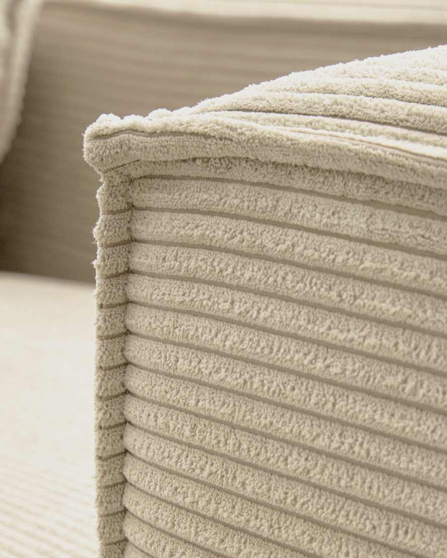 Canapé Blok 2 places en velours côtelé épais coloris naturel avec méridienne droite 240 cm – Certifié FSC Mix Credit