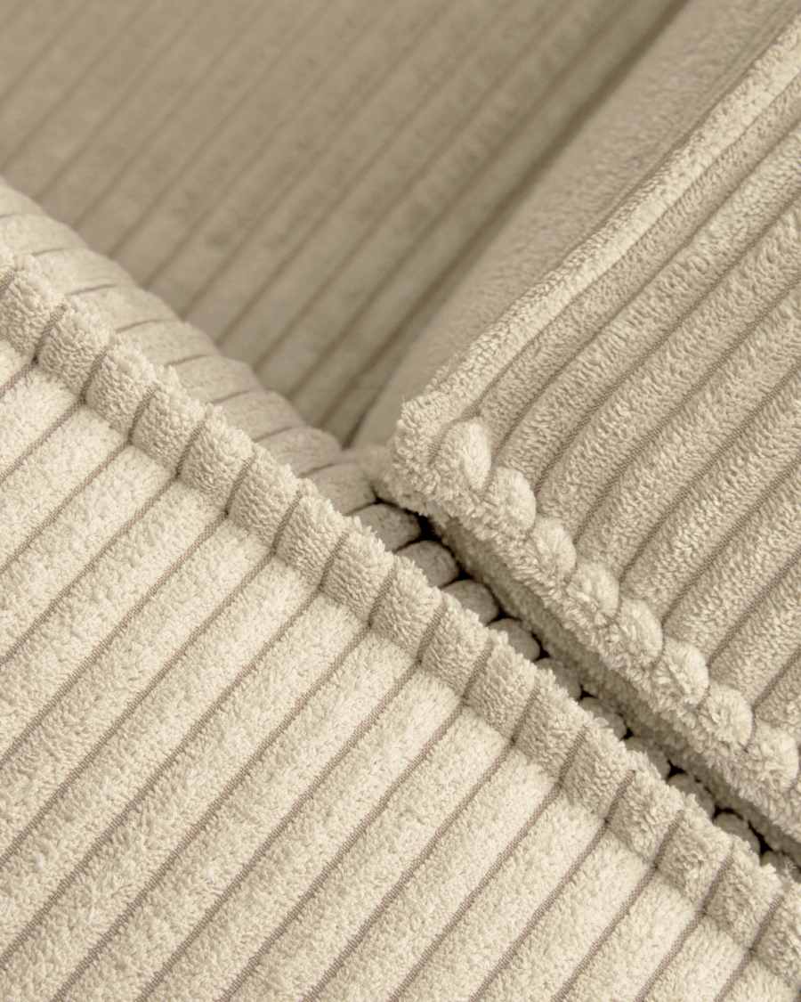 Canapé Blok 2 places en velours côtelé épais coloris naturel avec méridienne droite 240 cm – Certifié FSC Mix Credit