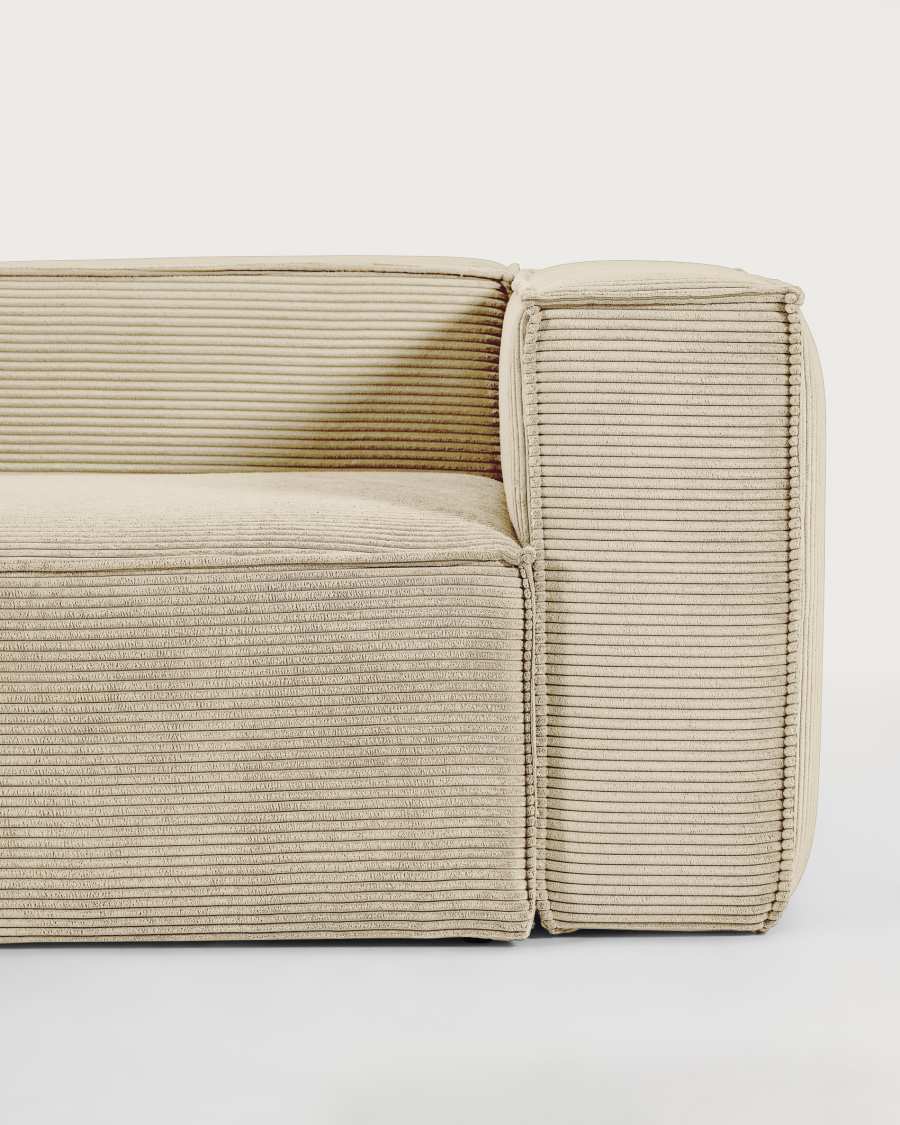 Blok 3 seater corner sofa in wide seam beige corduroy, 290 x 230 cm