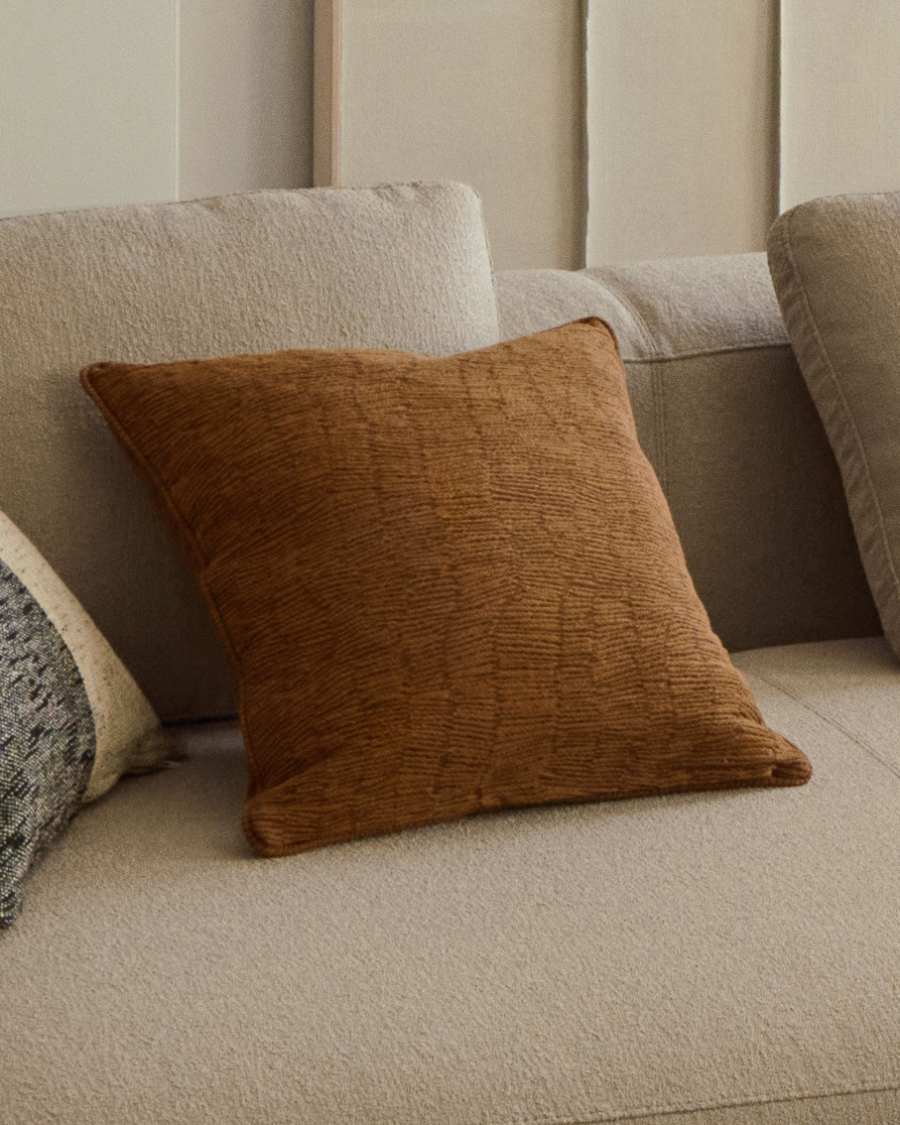 Labid kussenhoes jacquard 100% katoen mosterdkleur 45 x 45 cm