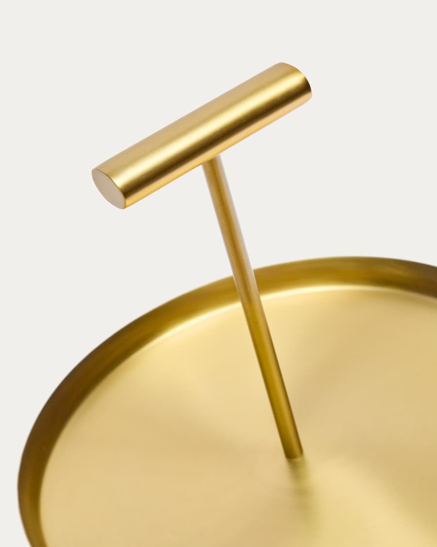 Tablett Aruc 2-stöckig aus goldfarbenem Edelstahl