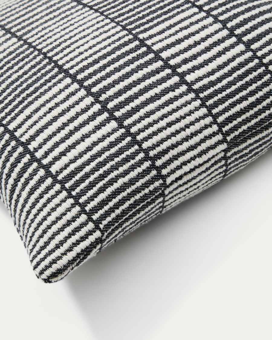 Levu black and white striped, 100% cotton cushion cover, 45 x 45 cm