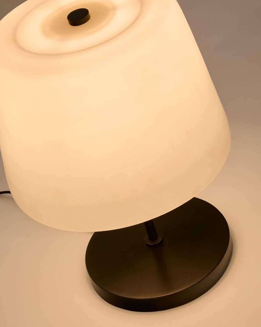 Lampada da tavolo Nefar in vetro smerigliato e zinco adattatore UK