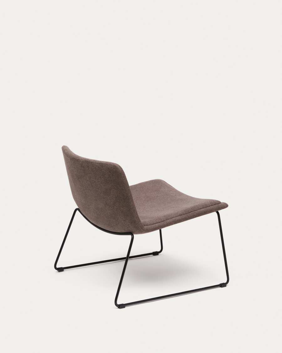 Zahara brown armchair and steel in a black finish, 100% FSC