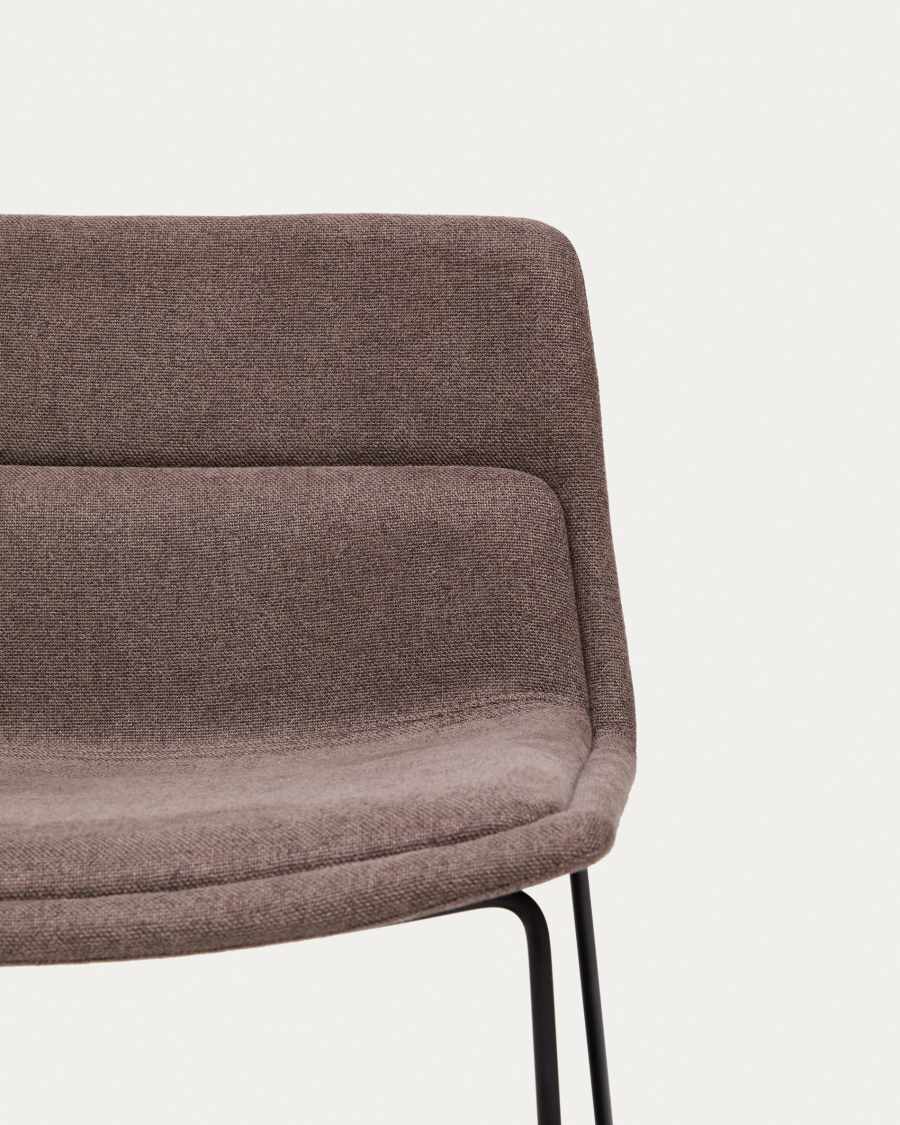 Zahara brown armchair and steel in a black finish, 100% FSC