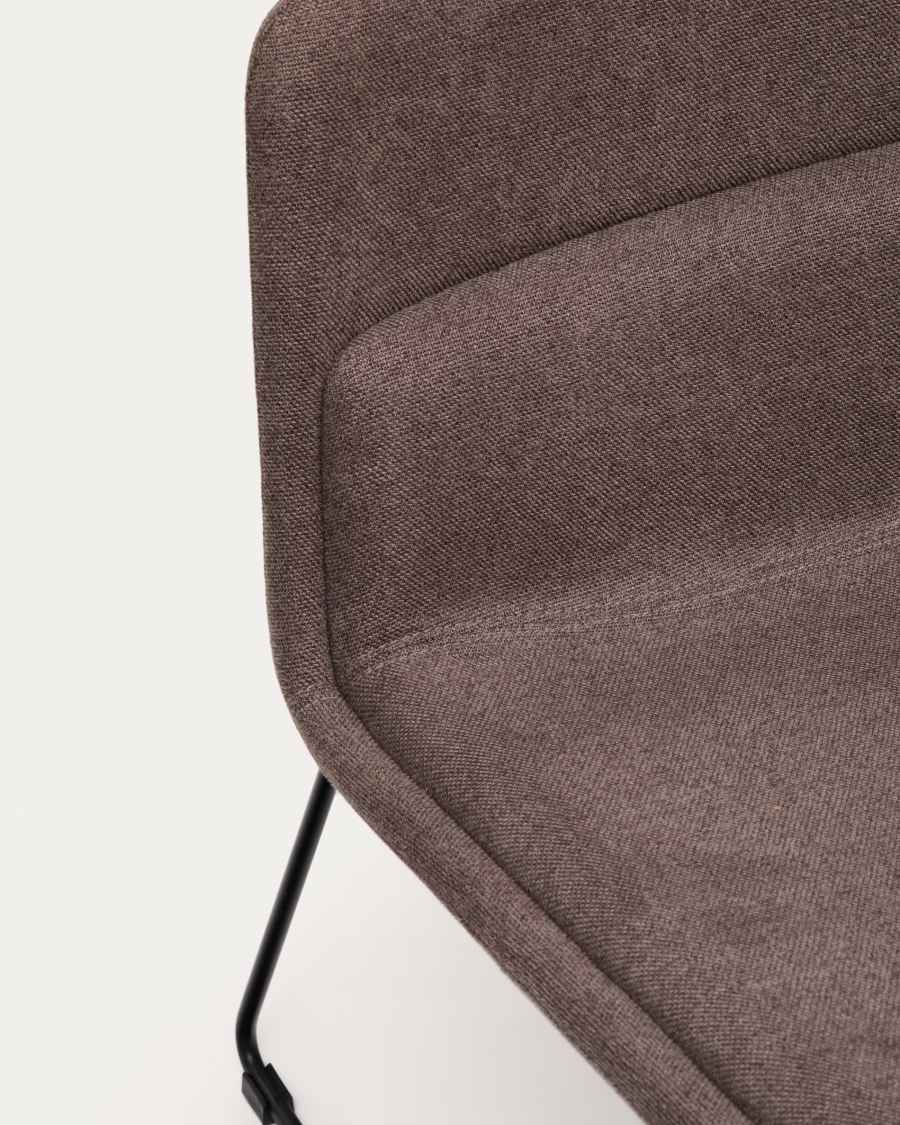 Zahara brown armchair and steel in a black finish, 100% FSC