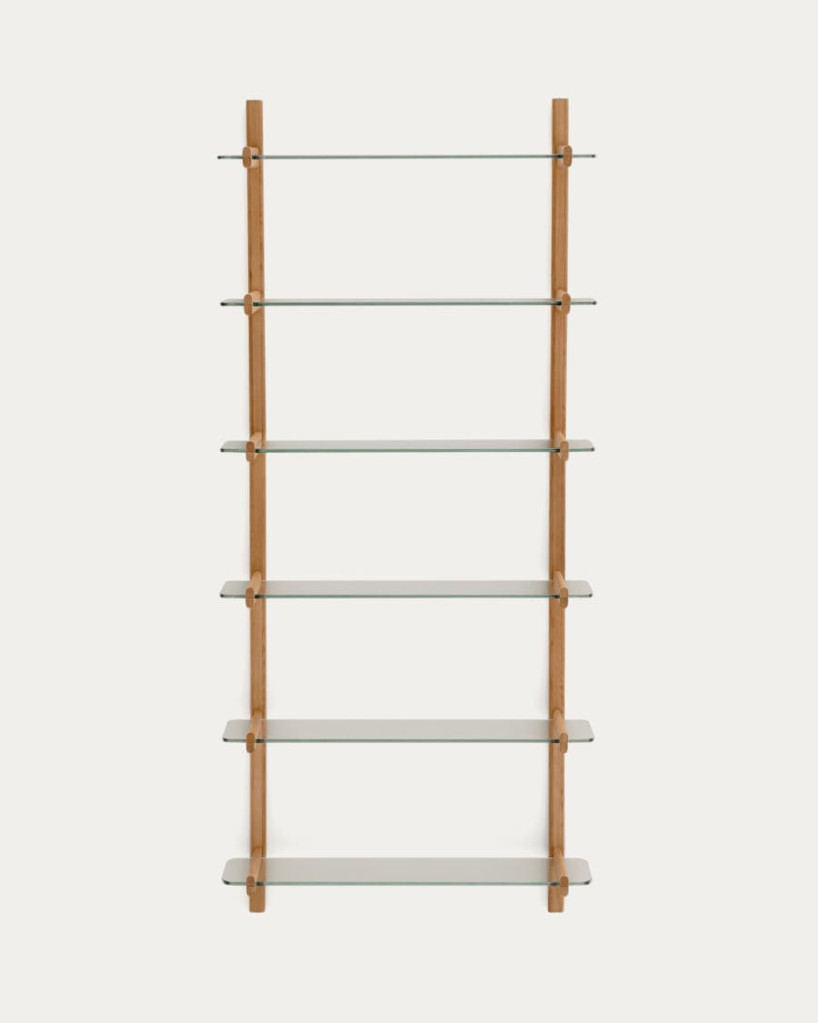 Sitra scaffalatura modulare 6 ripiani in vetro e rovere massiccio 90 cm FSC Mix Credit