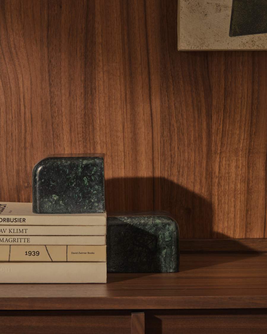 Serre-livres Ferne en marbre gris