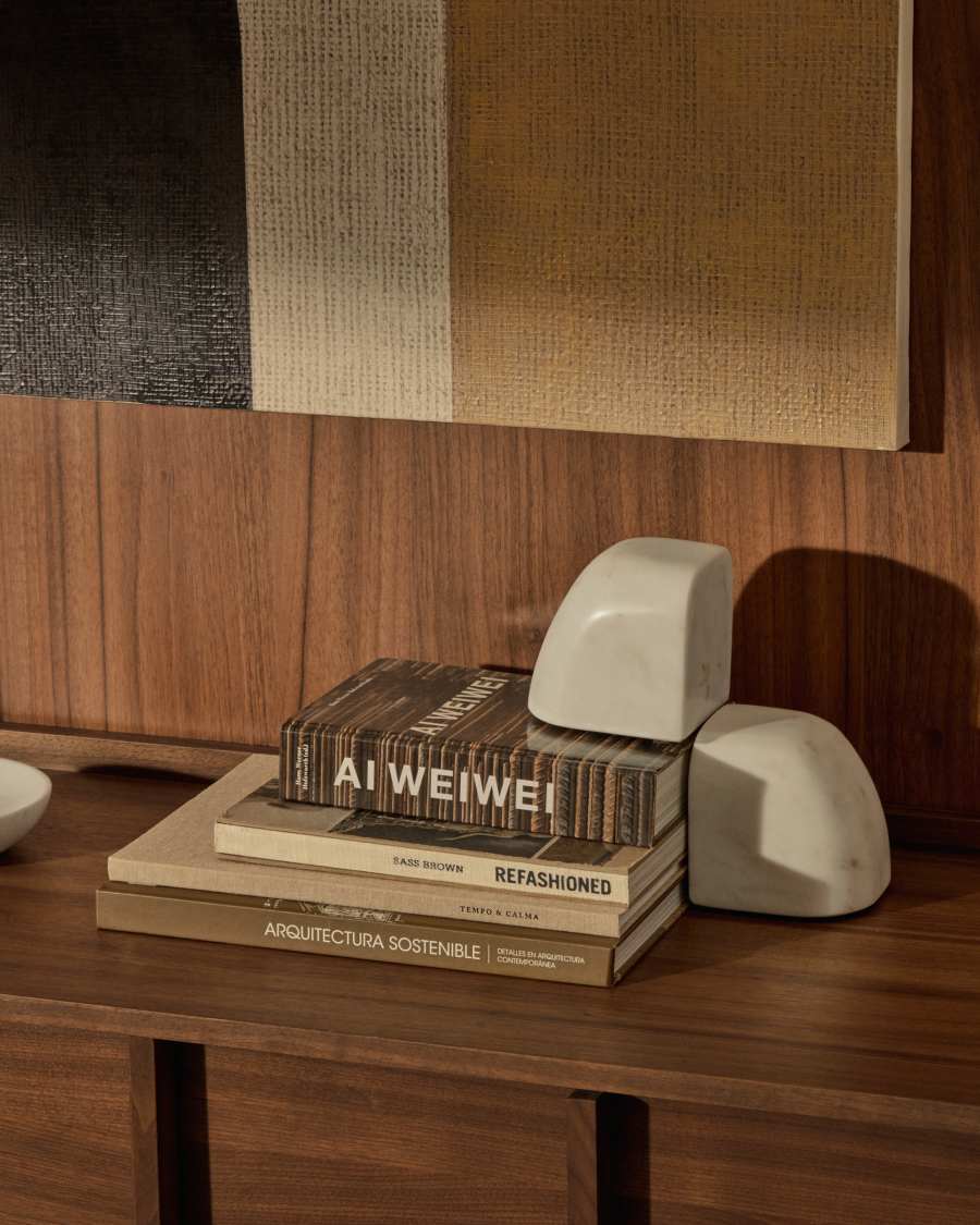 Reggilibro Signe in marmo bianco