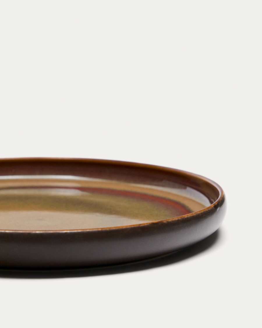 Assiette à dessert Uilo en céramique marron