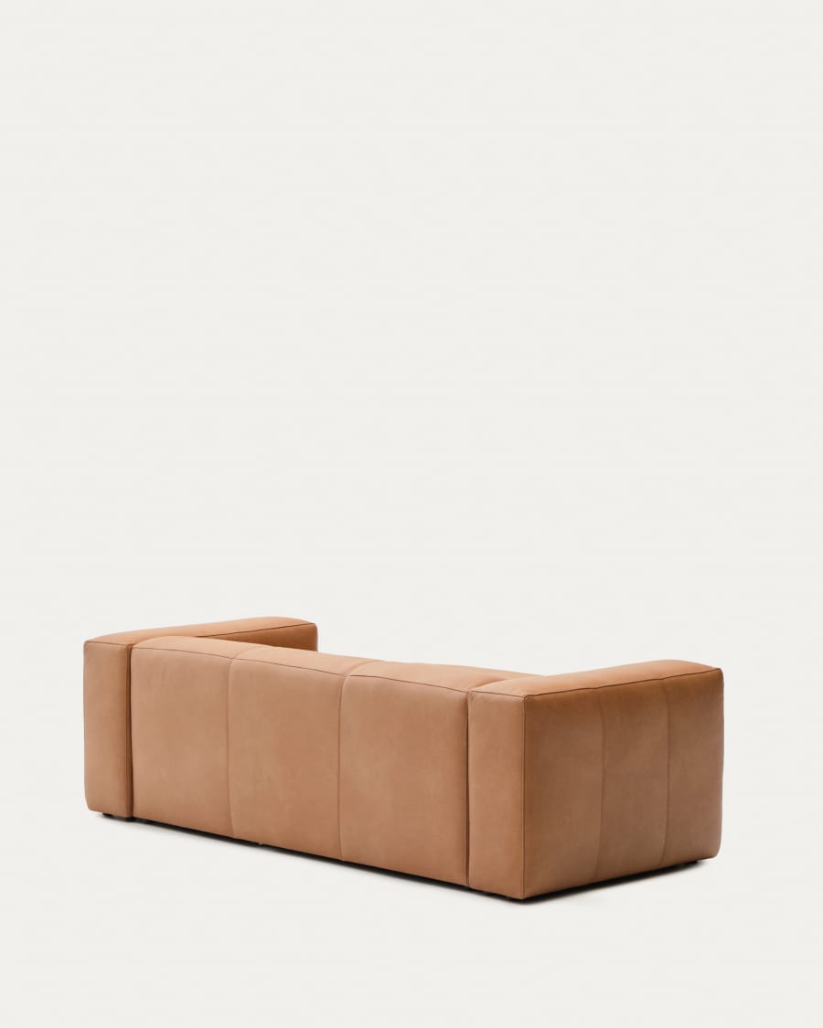 Divano Blok in pelle marrone a 2 posti con chaise longue a destra 240 cm