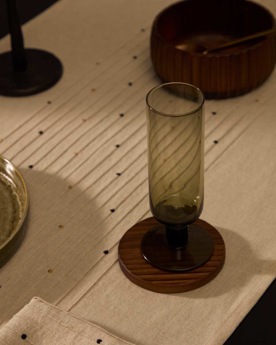 Copa de vi Sauky allargada de vidre verd 19 cl