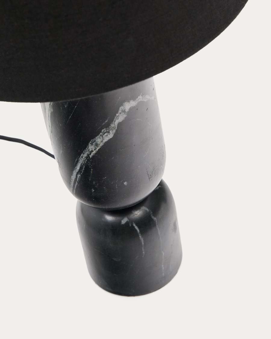 Llum de taula Vex de marbre negre i pantalla de lli negre adaptador UK