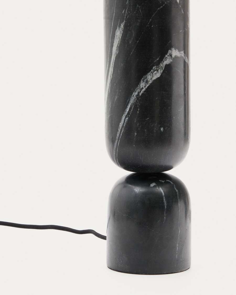 Llum de taula Vex de marbre negre i pantalla de lli negre adaptador UK