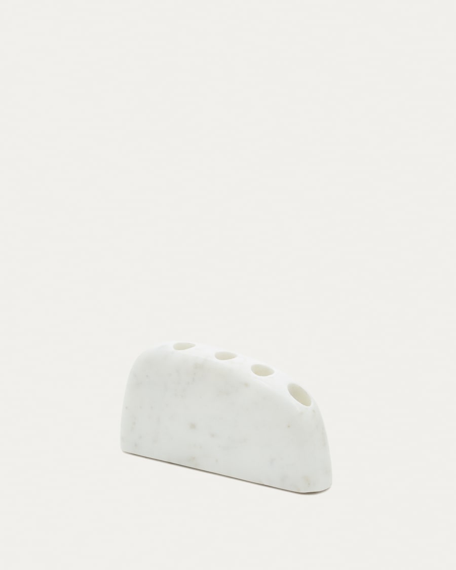 Signe large, white marble candlestick, 10 cm