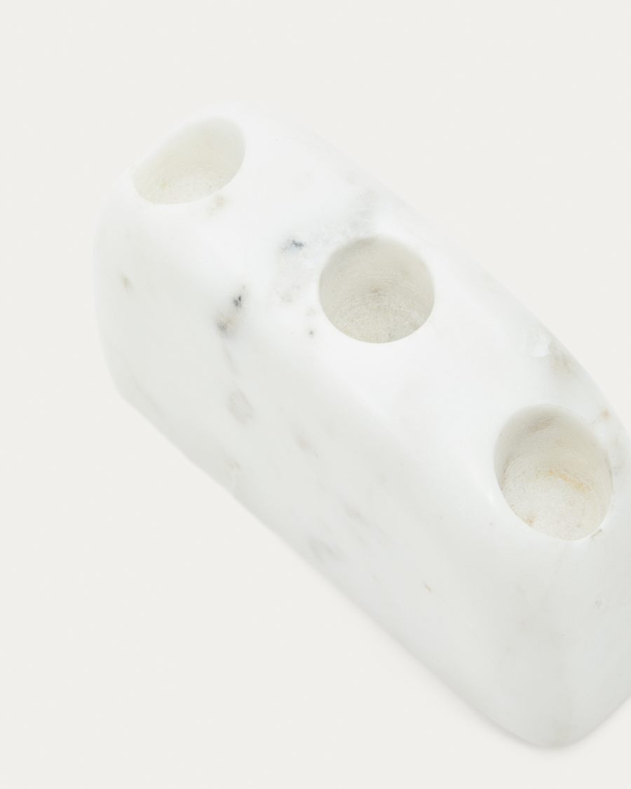 Signe medium-sized, white marble candlestick, 10 cm