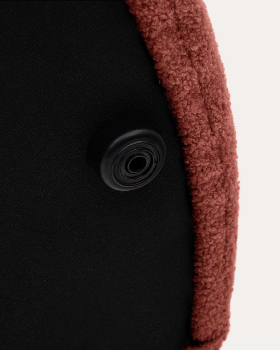 Kaeli voetenbank met afneembare hoes in terracotta bouclé Ø 120 cm