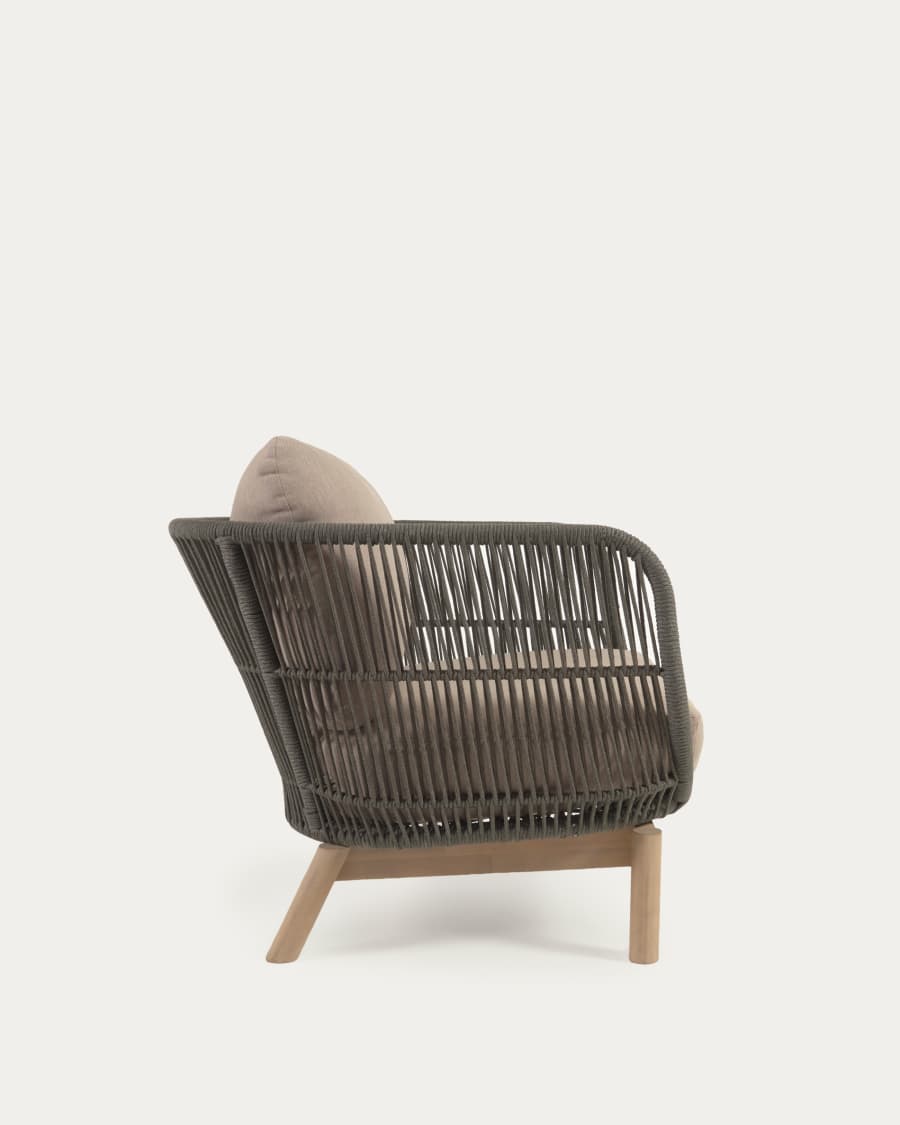 Catalina armchair made with green rope and FSC solid acacia wood