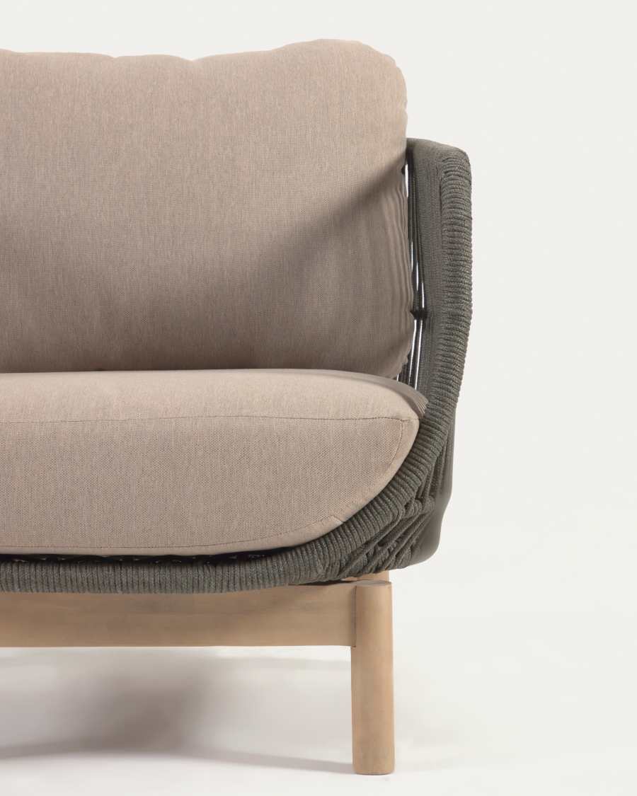 Catalina armchair made with green rope and FSC solid acacia wood