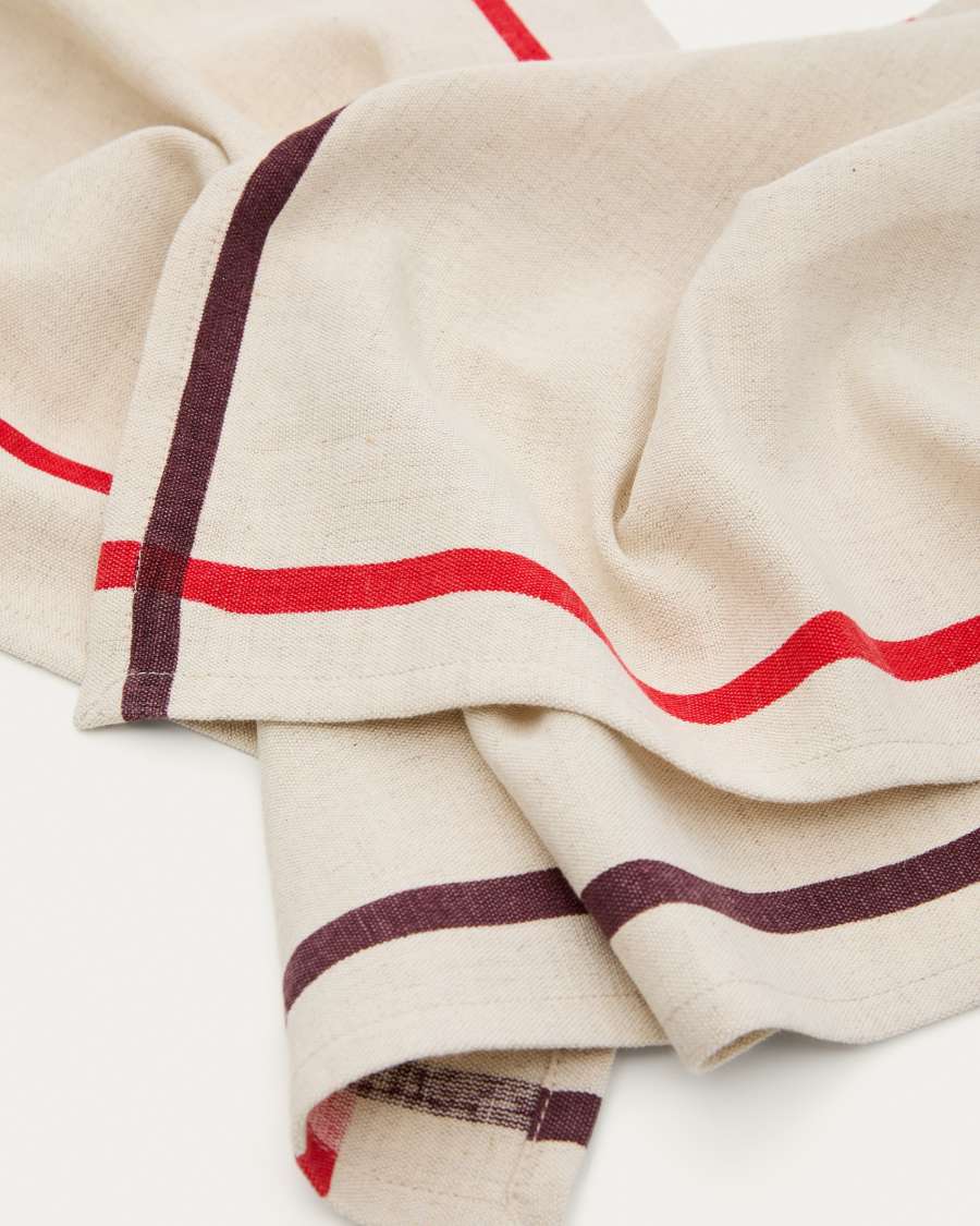 Set Delma di tovaglia individuale e tovagliolo in lino e cotone con dettaglio rosso