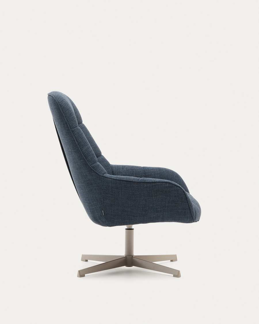 Jaspe blue swivel armchair with grey-finished metal, FSC 100%
