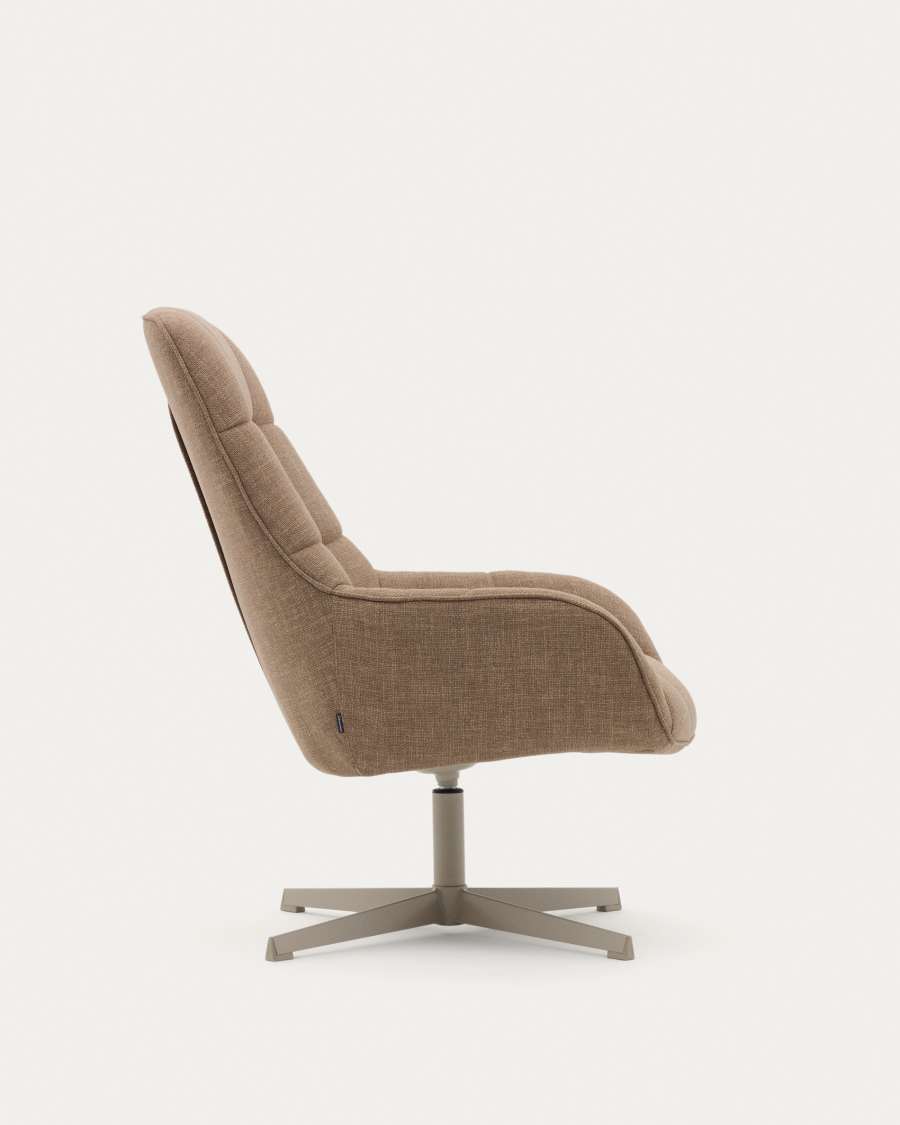 Jaspe light brown swivel armchair with grey-finished metal, FSC 100%