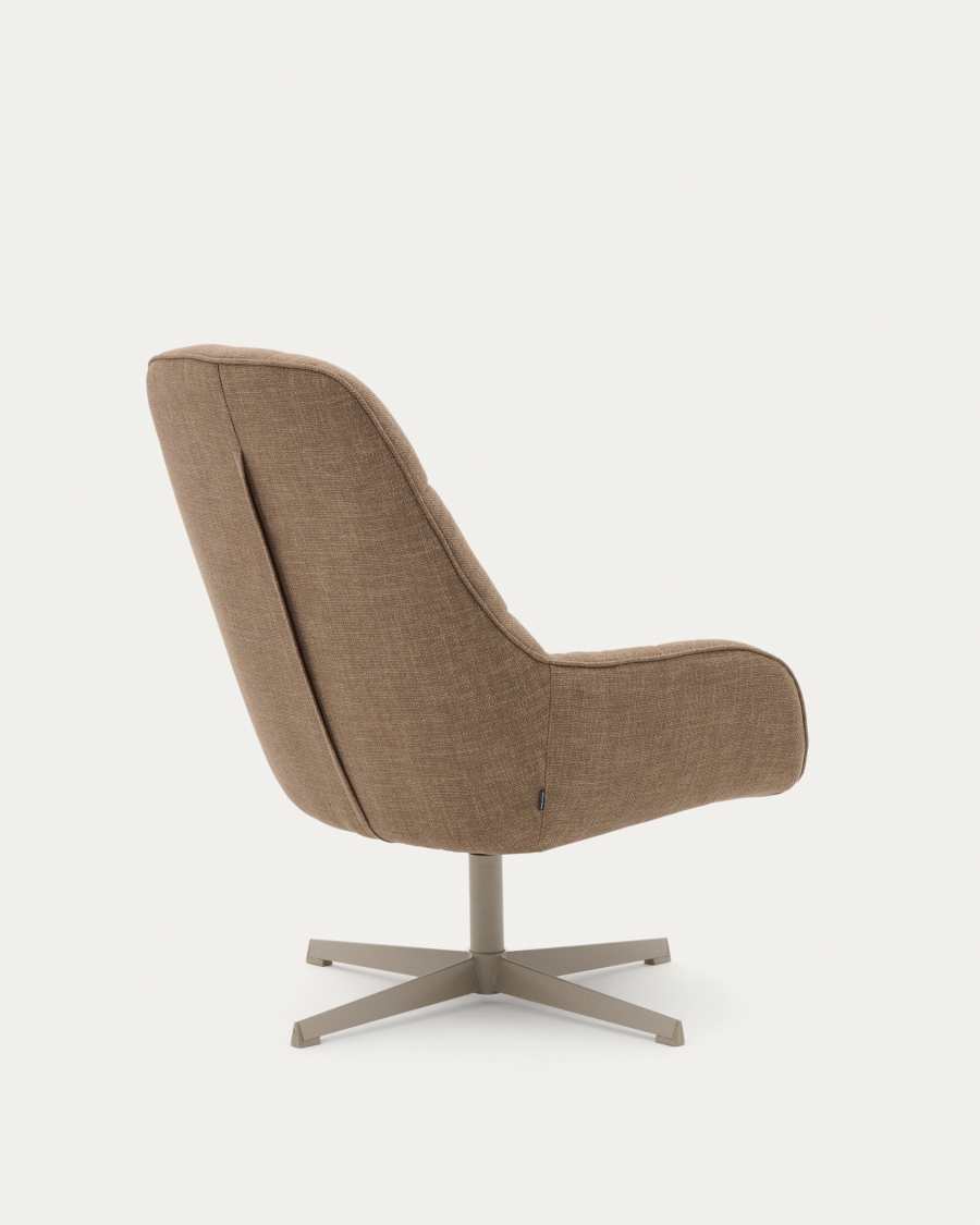 Jaspe light brown swivel armchair with grey-finished metal, FSC 100%