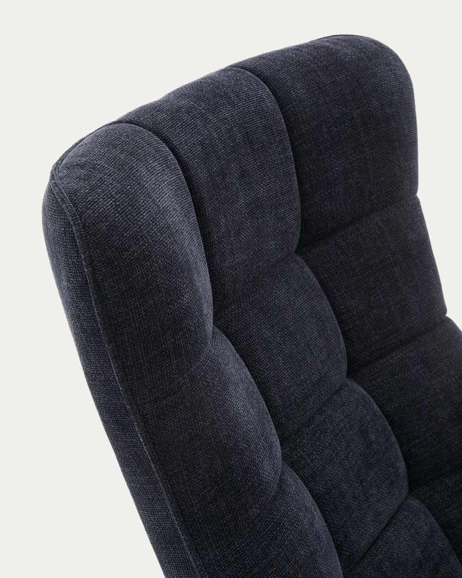 Teryl swivel blue chenille armchair with grey-finished metal, FSC 100%