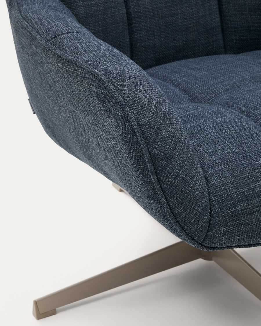 Jaspe blue swivel armchair with grey-finished metal, FSC 100%