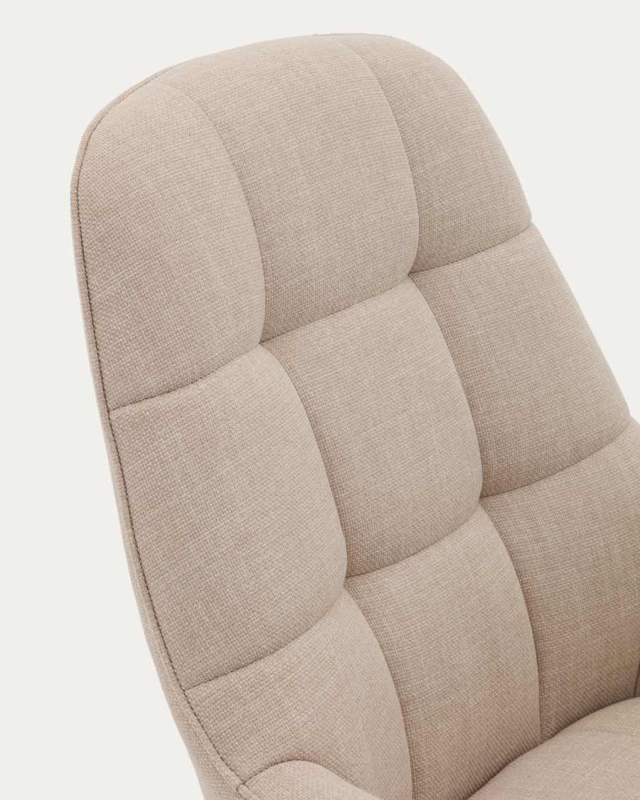 Jaspe beige swivel armchair with grey-finished metal, FSC 100%