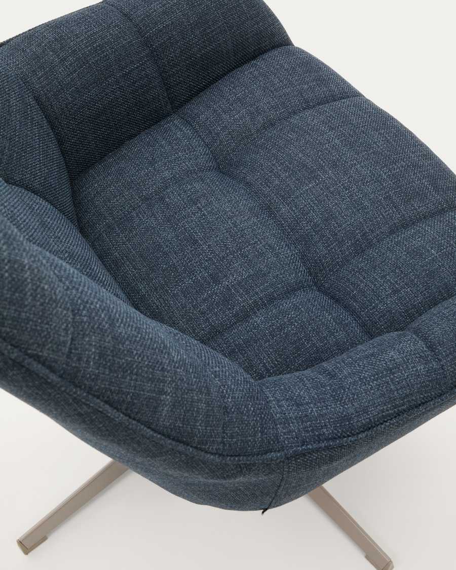Jaspe blue swivel armchair with grey-finished metal, FSC 100%